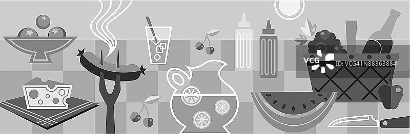 野餐物品蒙太奇图片素材