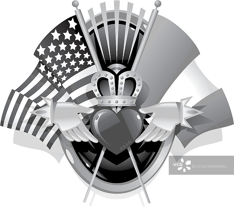 爱尔兰裔美国人纪念月主题蒙太奇，灰度，组合元素图片素材