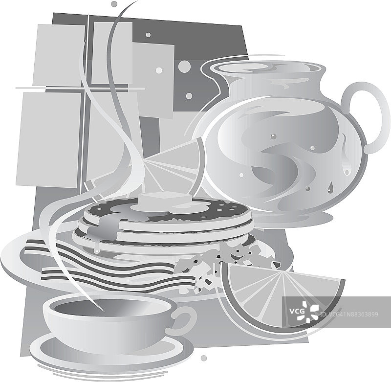 早餐，灰度，组合元素图片素材