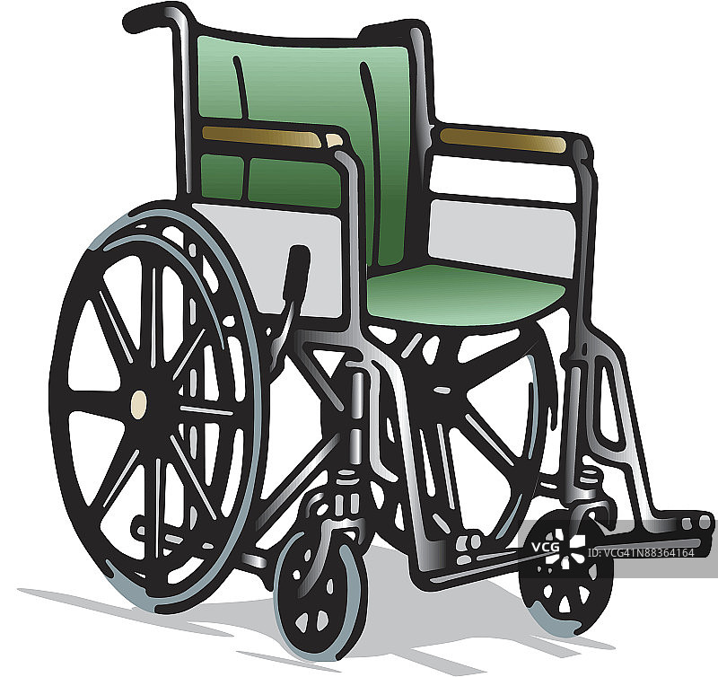 轮椅彩色插画：医院交通运输图片素材