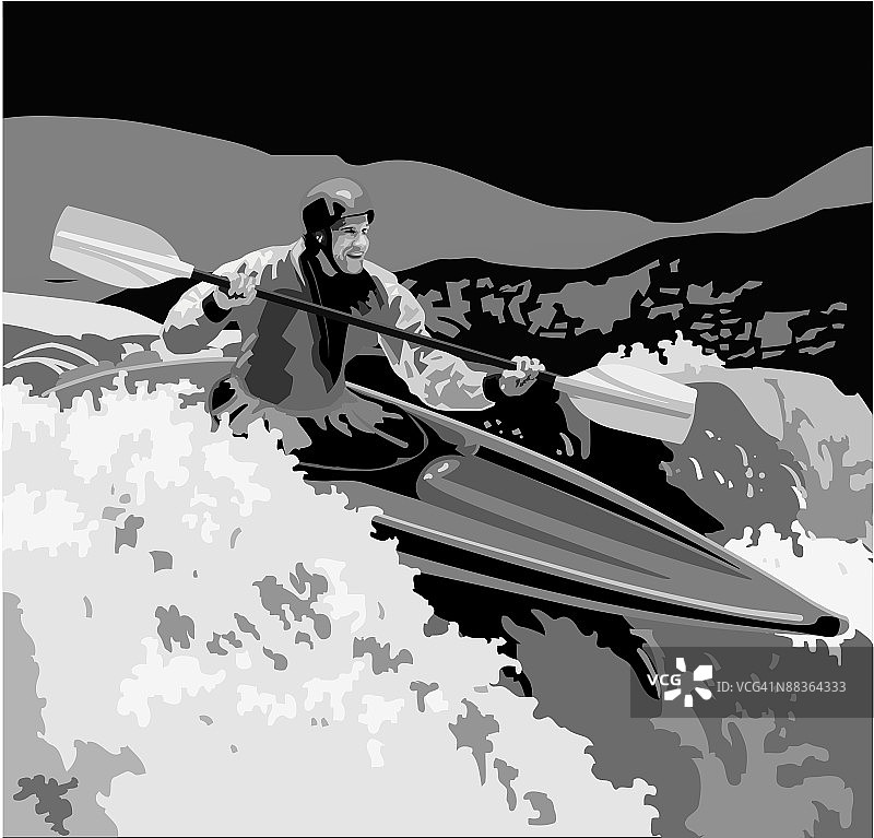 皮划艇男子灰度分组元素图片素材