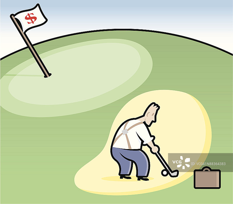 沙坑中的高尔夫球手插画图片素材