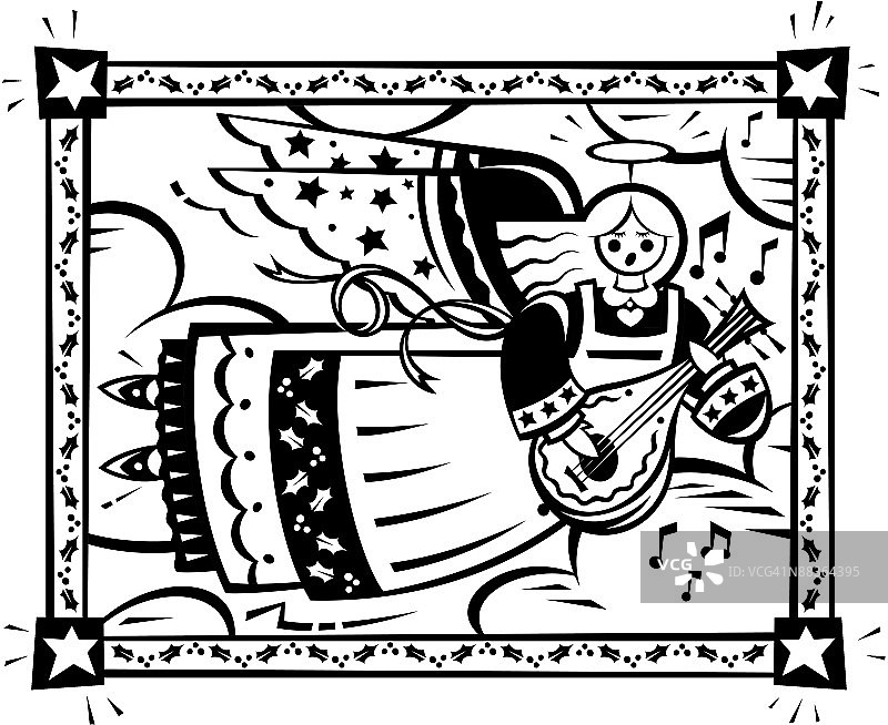 民间艺术天使组合元素“季节之歌”圣诞节传统图片素材