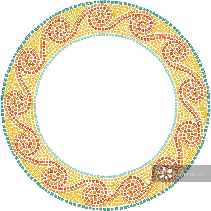 马赛克圆形彩色边框（另有彩色版，085X0797）图片素材