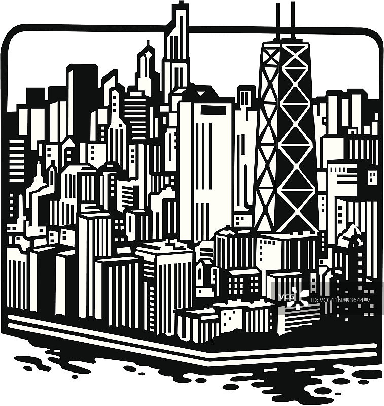 芝加哥天际线元素图片素材