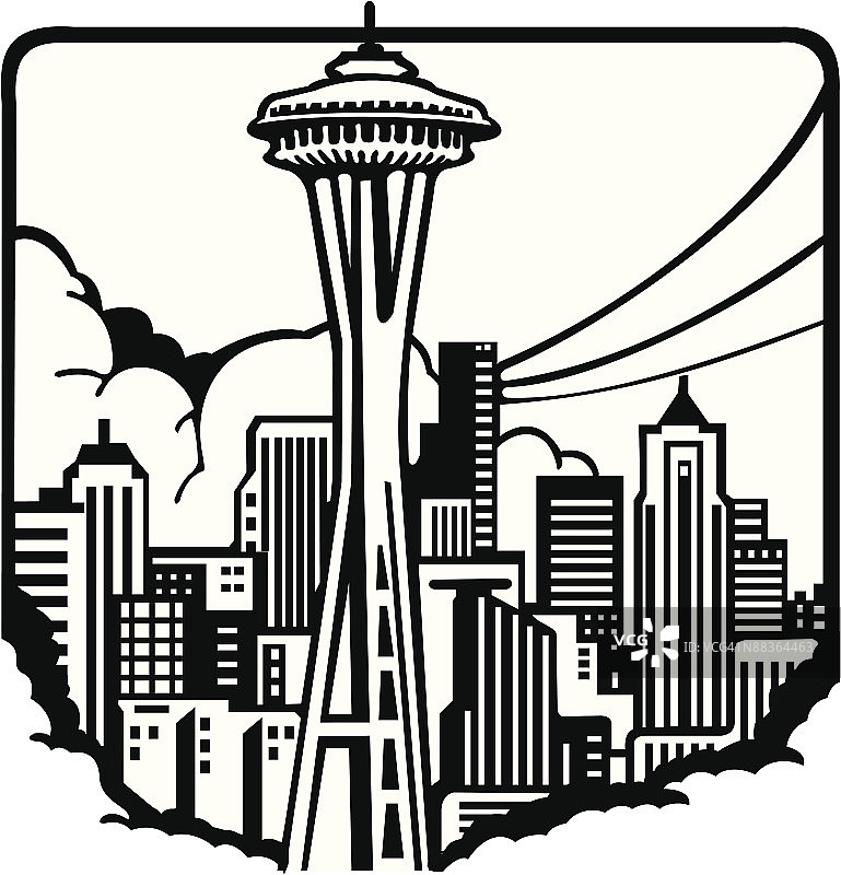西雅图天际线元素图片素材
