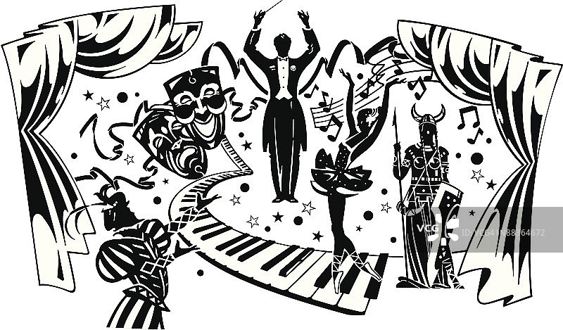 晚餐剧院蒙太奇，艺术支持图片素材