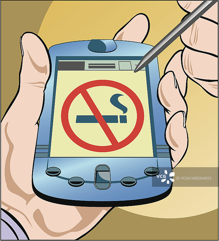 个人数据助理和禁止吸烟标志（彩色，分组元素）图片素材