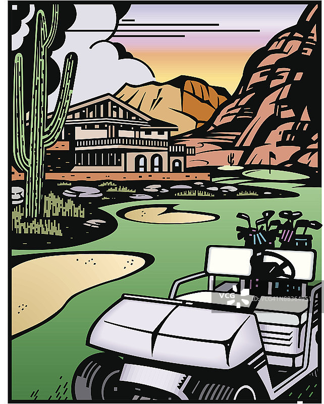 彩色分层高尔夫度假村图片素材