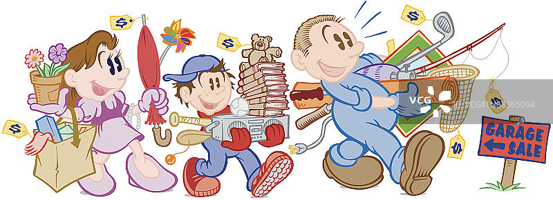 一家人在旧货出售会上购买商品图片素材