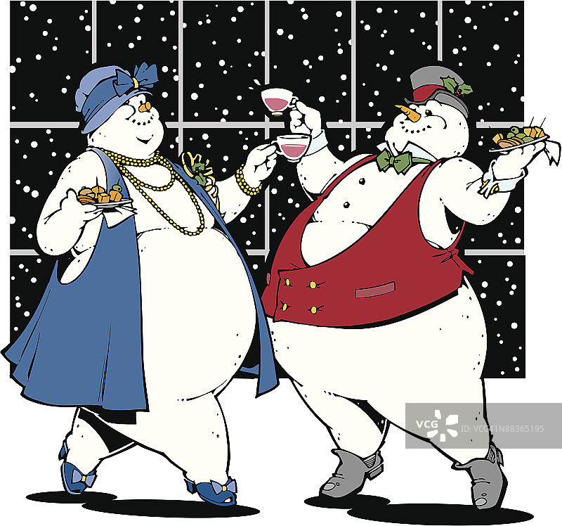 派对上的雪人彩色图图片素材