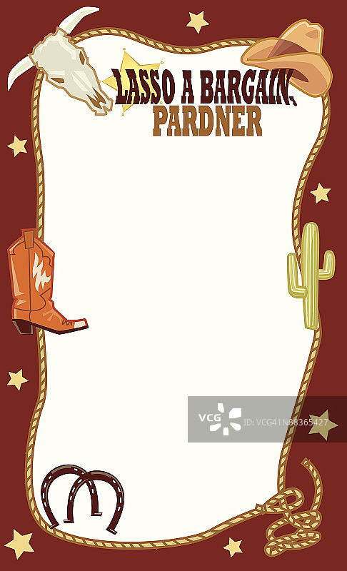 边框标题：套索优惠，牛仔元素图片素材