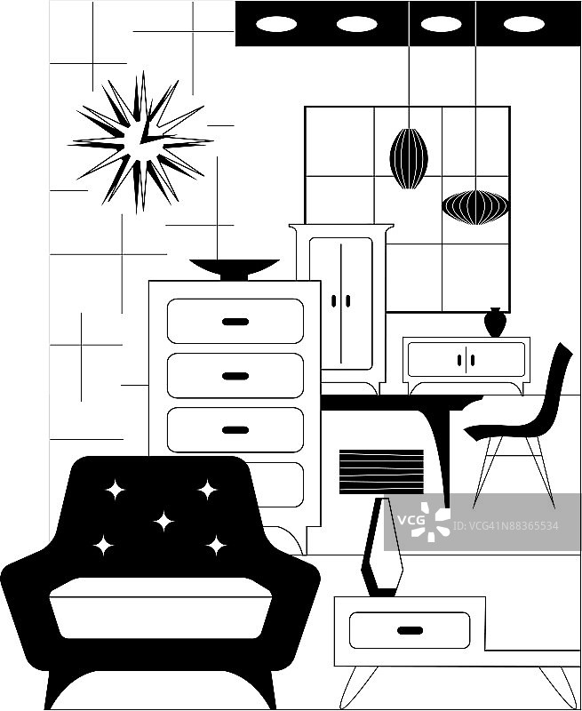 房屋内的复古家具一览图片素材