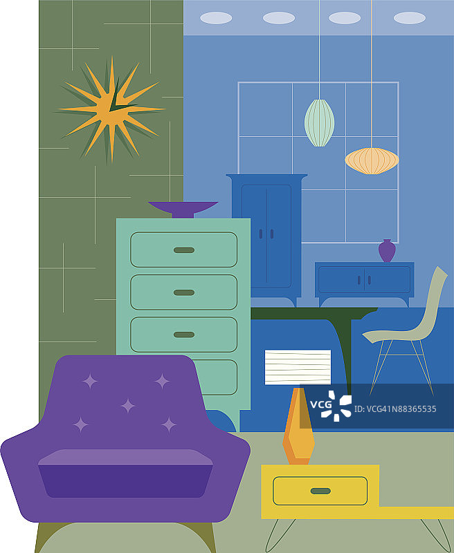 房屋内的复古家具一览图片素材