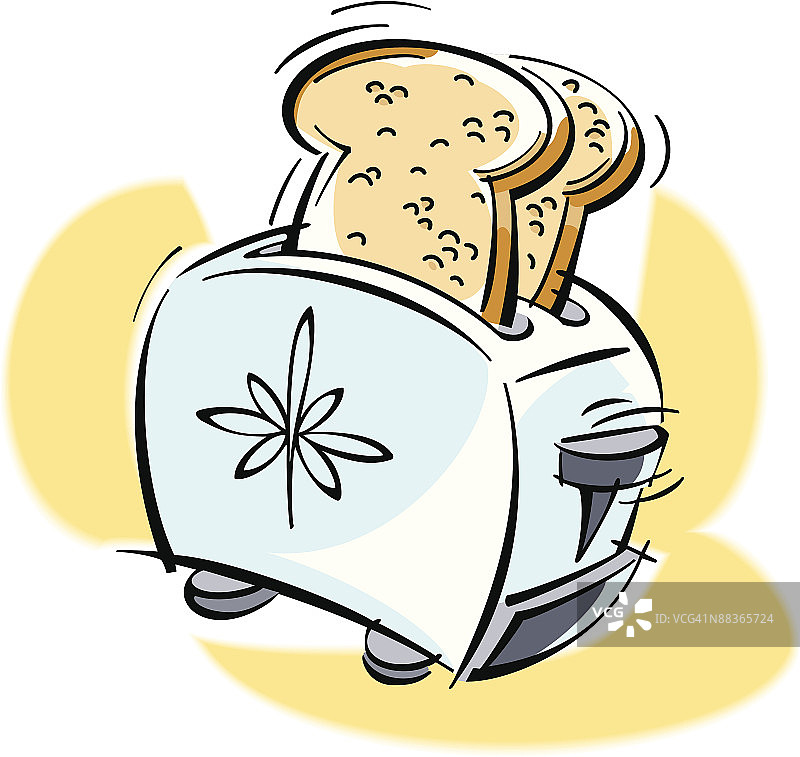 从烤面包机中弹出的烤面包片图片素材