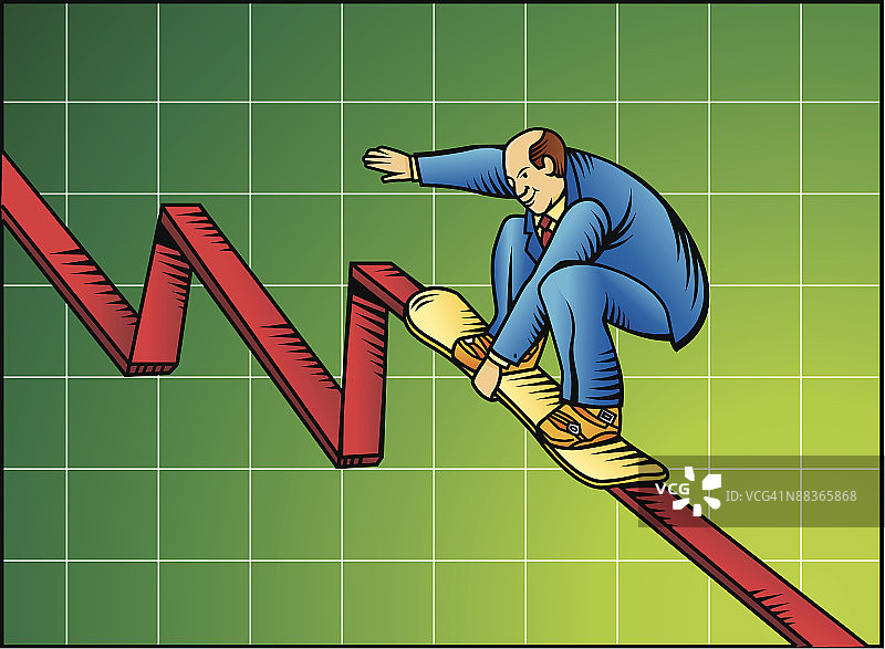 中年白人男商人单板滑雪线图图片素材