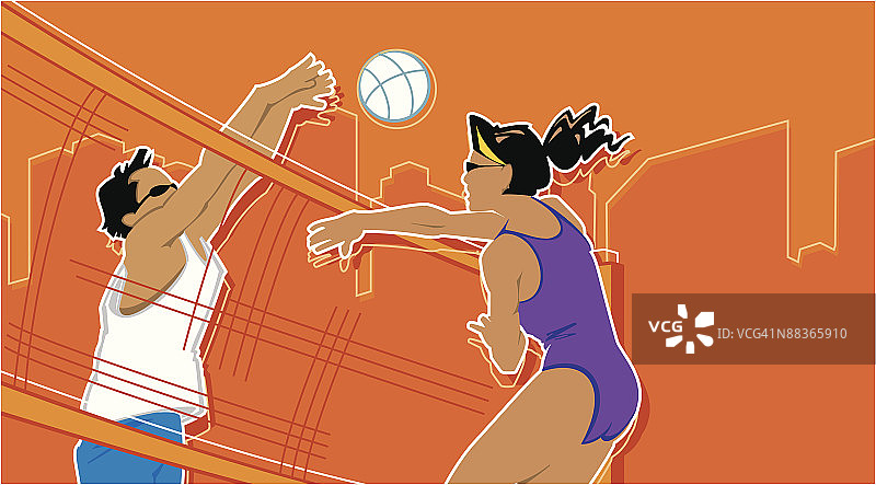 一男一女在打排球图片素材