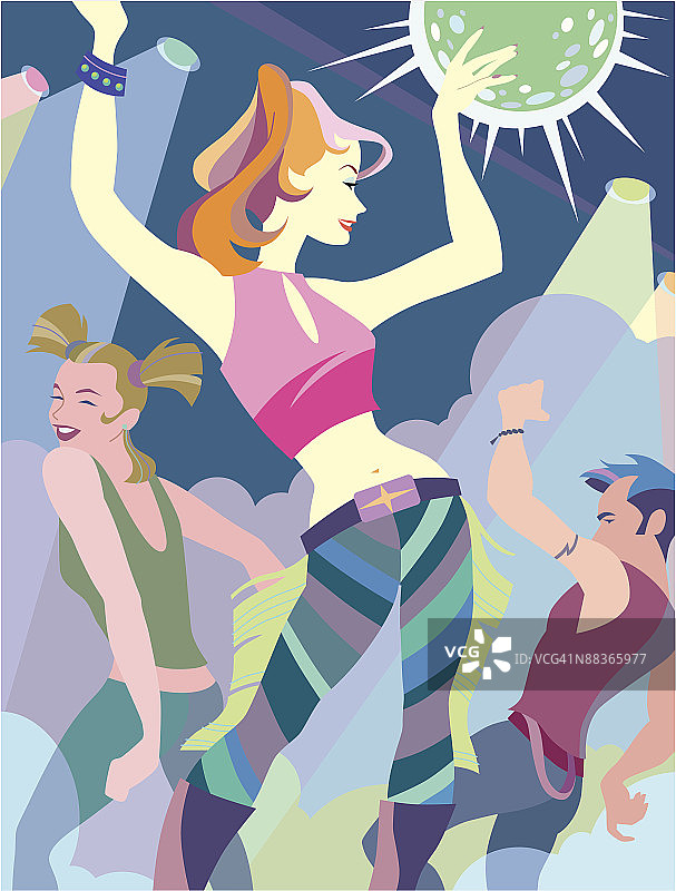 彩色舞厅里跳舞的人们图片素材