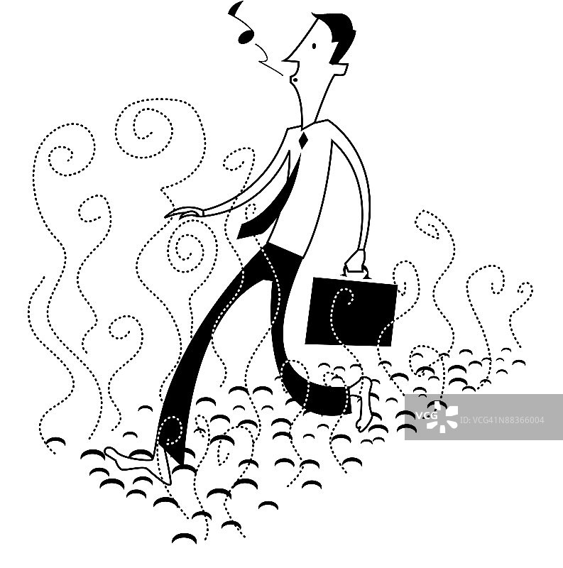 走在热煤上的商人图片素材