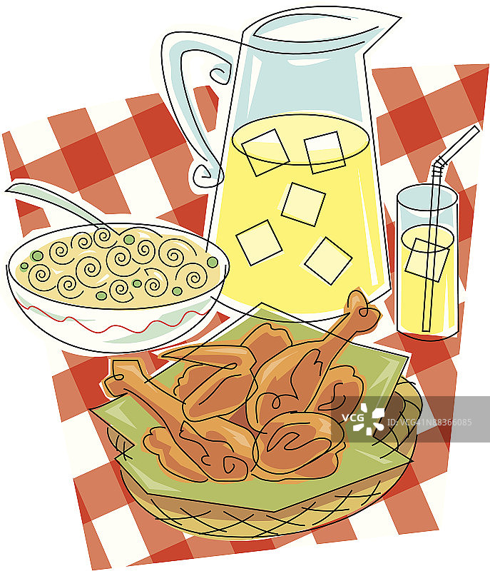 野餐物品彩色蒙太奇图片素材