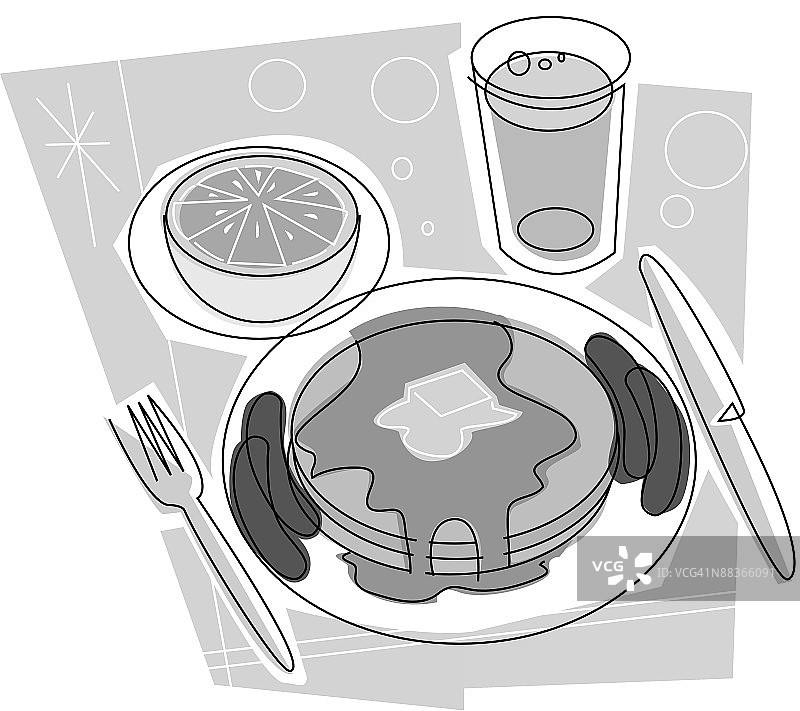 食物餐具早餐（灰度图）图片素材