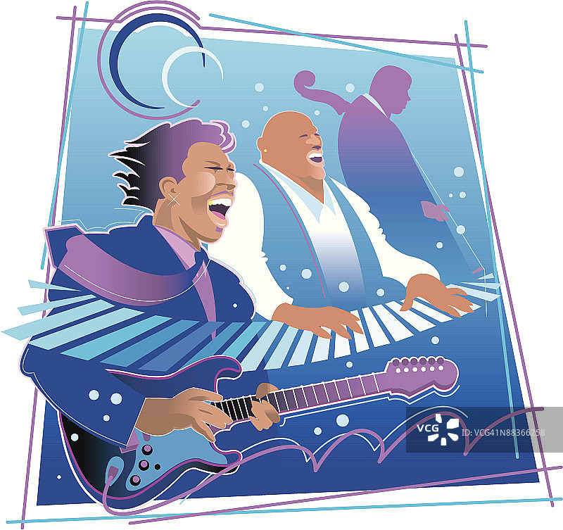 由三位非裔美国人组成的蓝调乐队正在演奏乐器图片素材