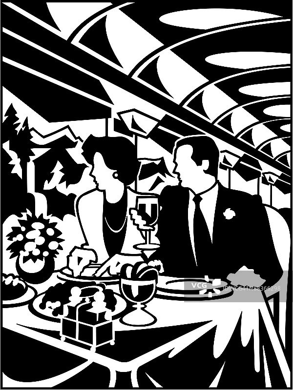 情侣在餐车上用餐图片素材