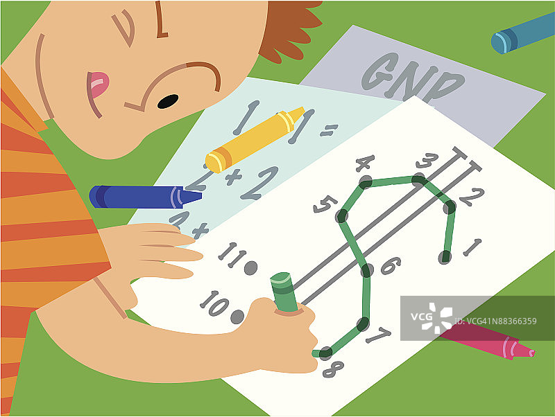 男孩做商业功课图片素材