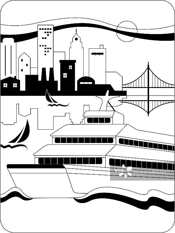 海湾中的渡轮图片素材