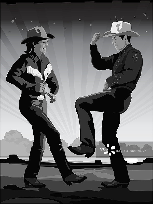 牛仔和女牛仔跳舞图片素材