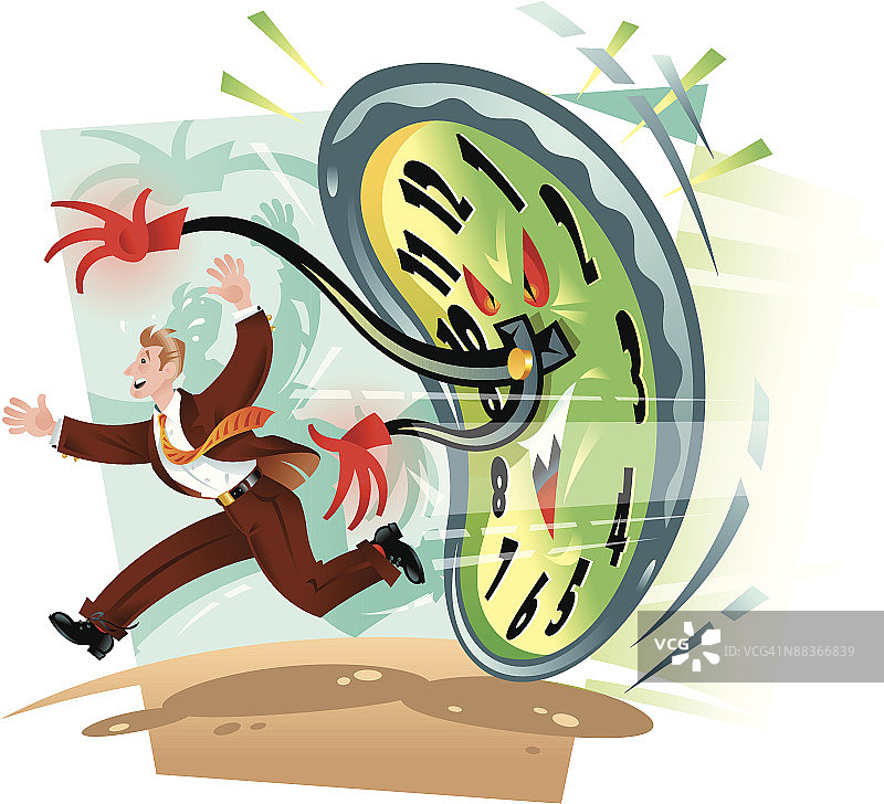 时针指向逃跑的商人图片素材