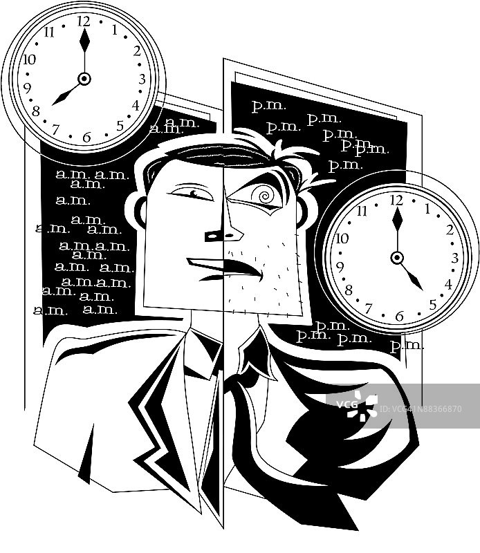 工作前后男人的分屏对比图片素材