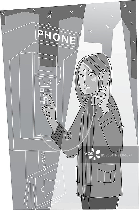 使用公用电话的受惊青少年离家出走的女性图片素材