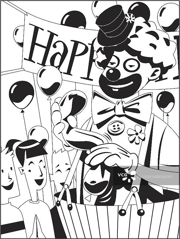 生日派对上制作气球的小丑图片素材