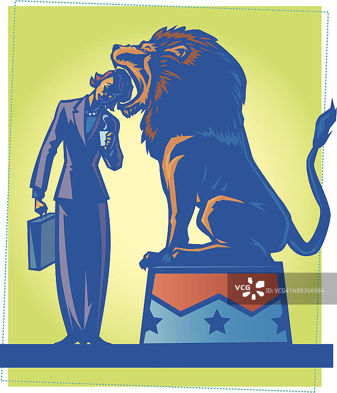 女商人与狮子图片素材