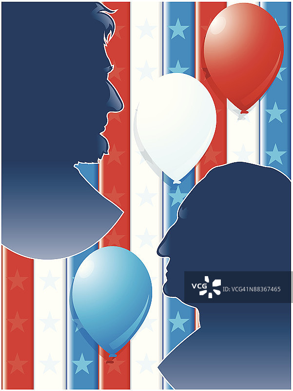 乔治·华盛顿和亚伯拉罕·林肯的轮廓图片素材