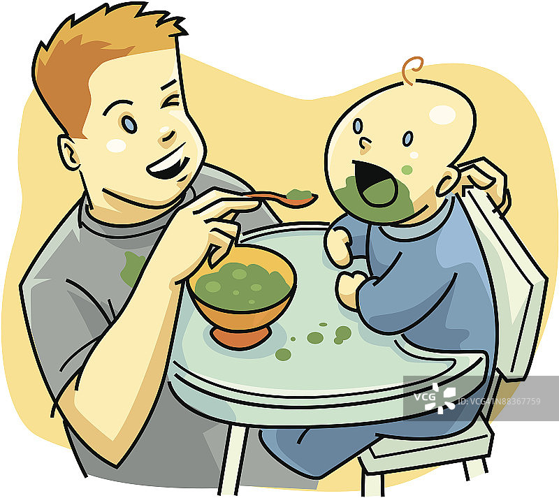 父亲喂幼儿图片素材