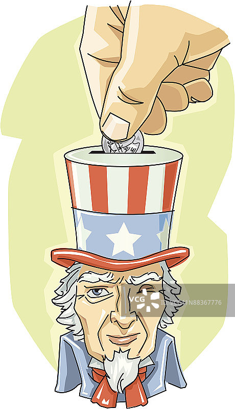 向山姆大叔缴税图片素材