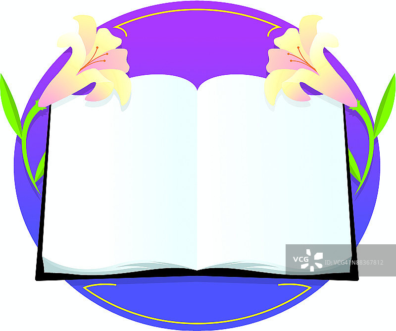 复活节百合与打开的书本图片素材