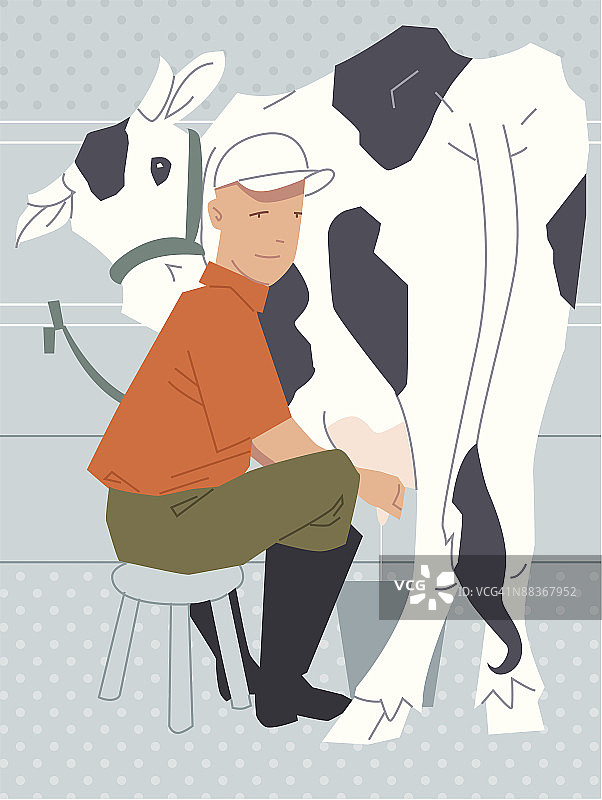 农民给奶牛挤奶图片素材