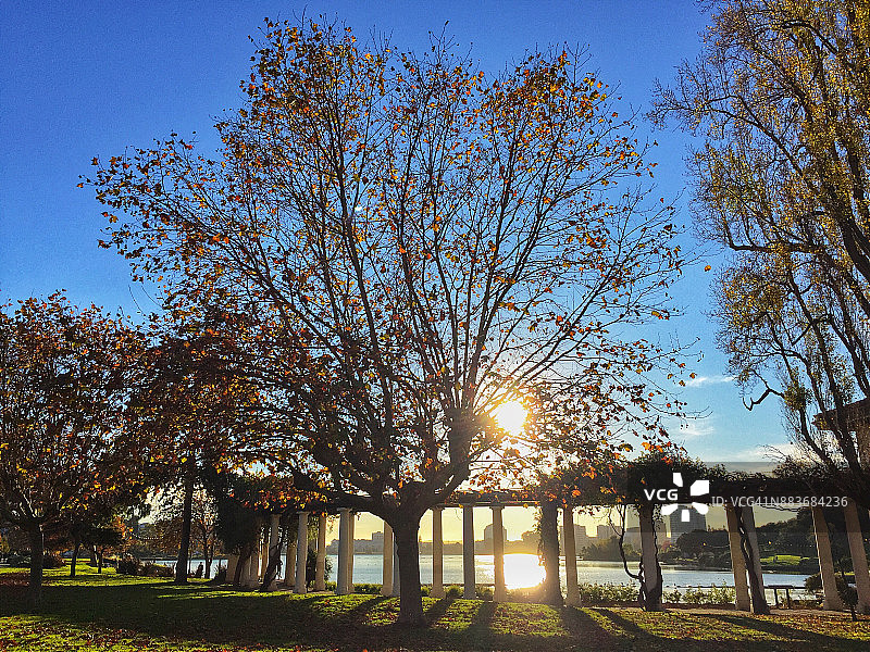梅里特湖的傍晚图片素材