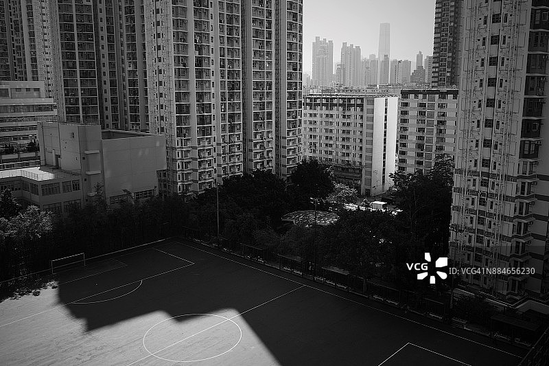 九龙的高楼大厦和阴影图片素材