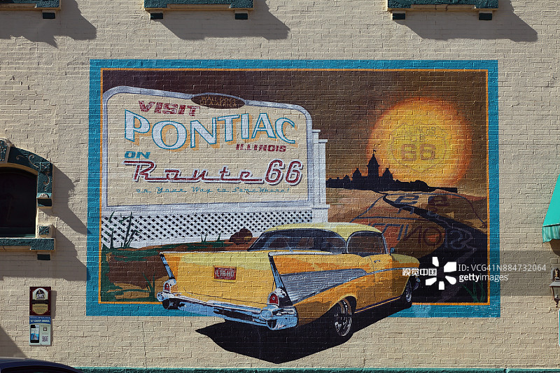 庞蒂亚克的66号公路壁画图片素材
