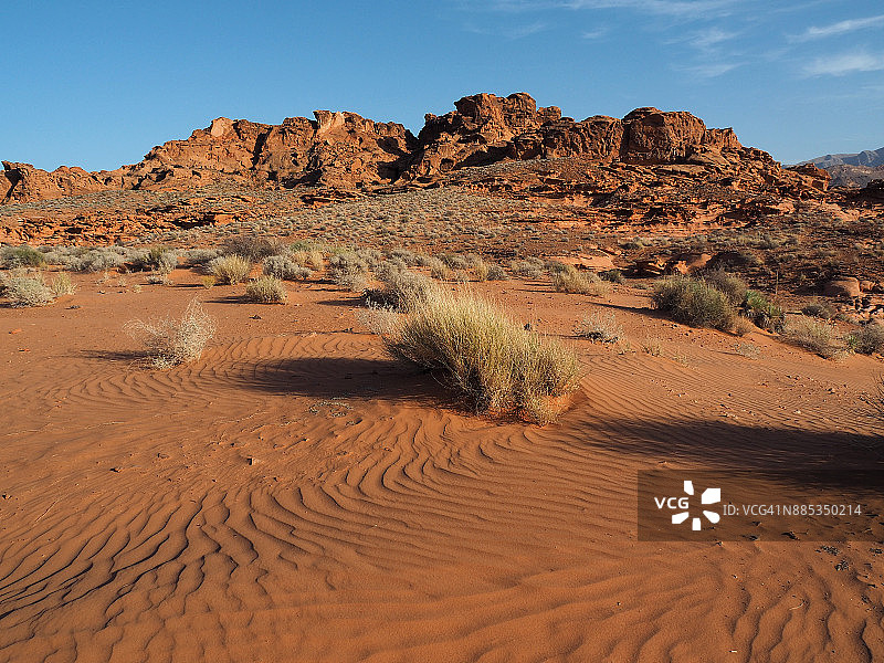 内华达州小芬兰的沙质沙漠地面的波纹图片素材