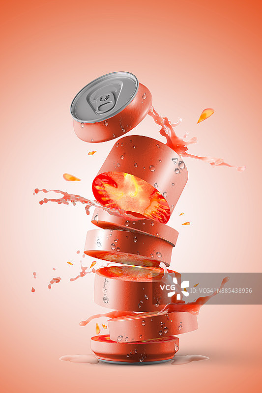 新鲜番茄汁罐头图片素材