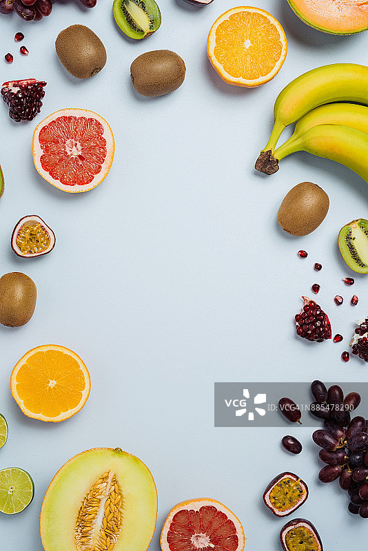 彩色水果食品背景顶视图图片素材