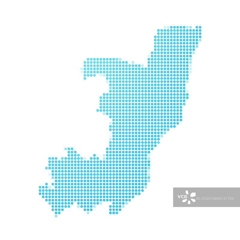 蓝色点状刚果共和国地图-白色背景图片素材
