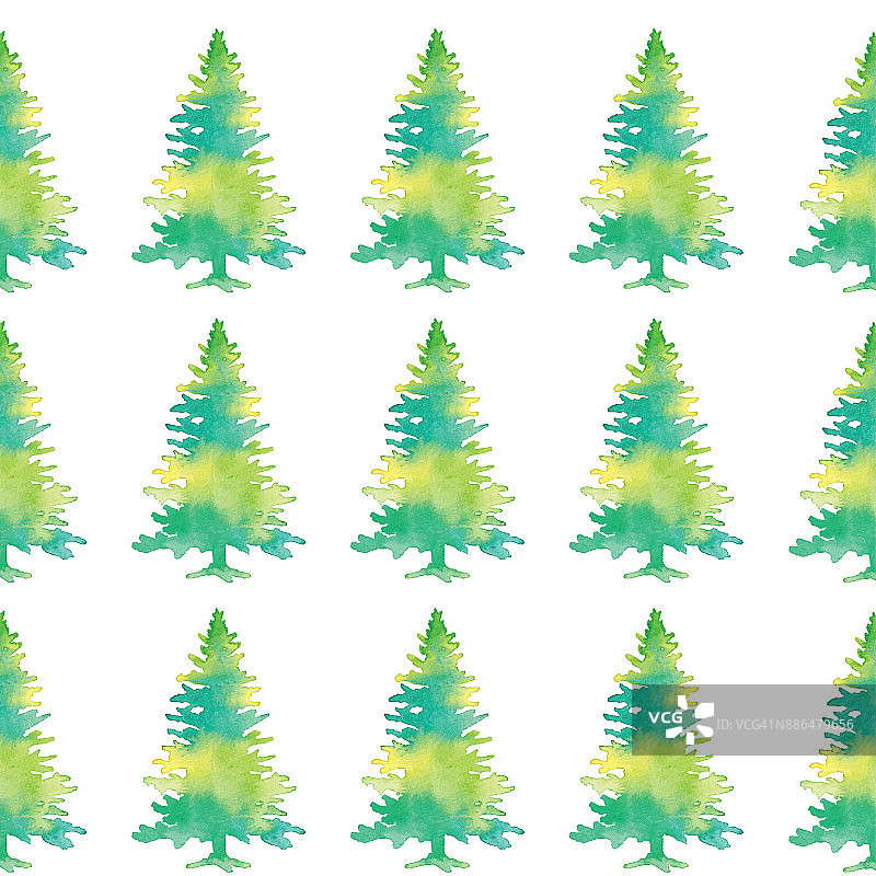 水彩松树无缝图案图片素材