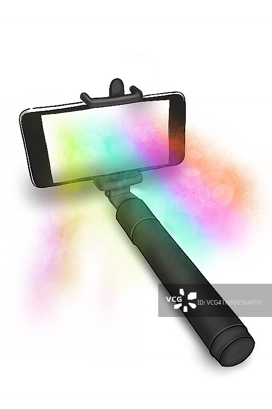 黑色自拍杆彩虹图片素材