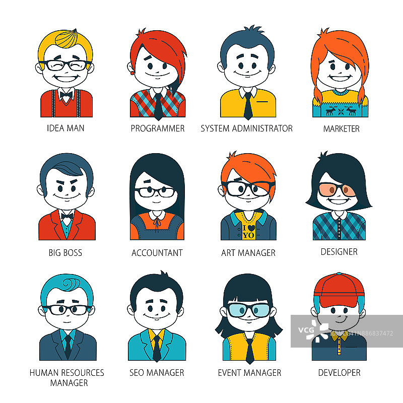 IT公司员工人物矢量素材图片素材